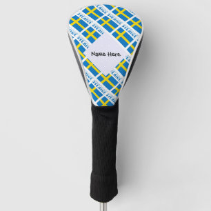 Schweden Schwedische Flagge Kacheln Schwarze Perso Golf Headcover