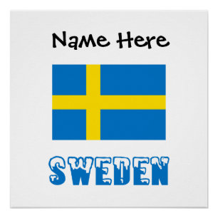 Schweden Schwedische Flagge Schwarz Personalisieru Poster