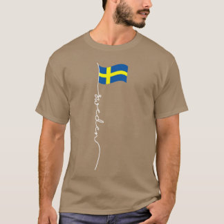 Schweden Signature-Flaggenmast Elegant Patriotisch T-Shirt