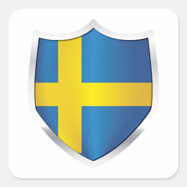 Schweden Silver Shield Flag Quadratischer Aufkleber (Vorderseite)