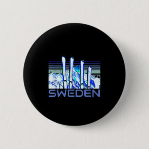Schweden Skizubehör Retro Schwedisch Skifahren Button