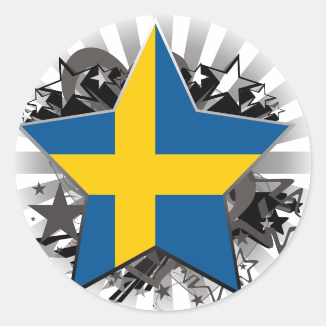 Schweden Star Runder Aufkleber (Vorderseite)