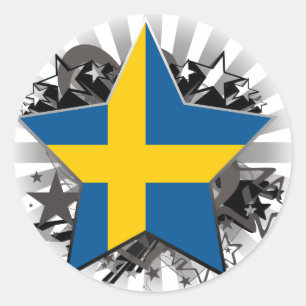 Schweden-Stern Runder Aufkleber