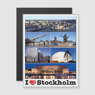 Schweden - Stockholm - I Liebe - Magnetkarte