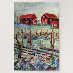 Schweden Stuga Farm Scandinavian Farmhouse  Puzzle