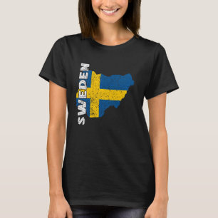 Schweden Sverige Karte Vintage Schwedische Flagge T-Shirt