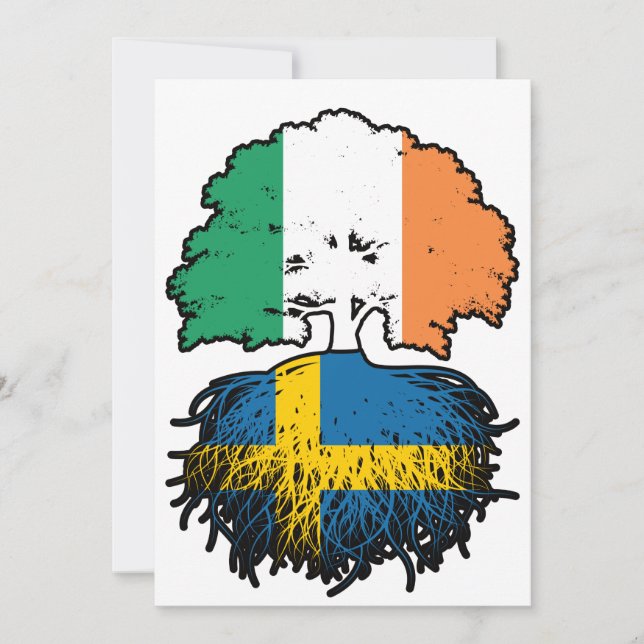 Schweden Swedish Irish Ireland Tree Roots Flag Einladung (Vorderseite)