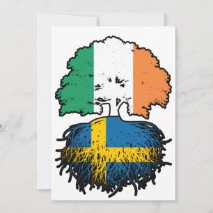 Schweden Swedish Irish Ireland Tree Roots Flag Einladung