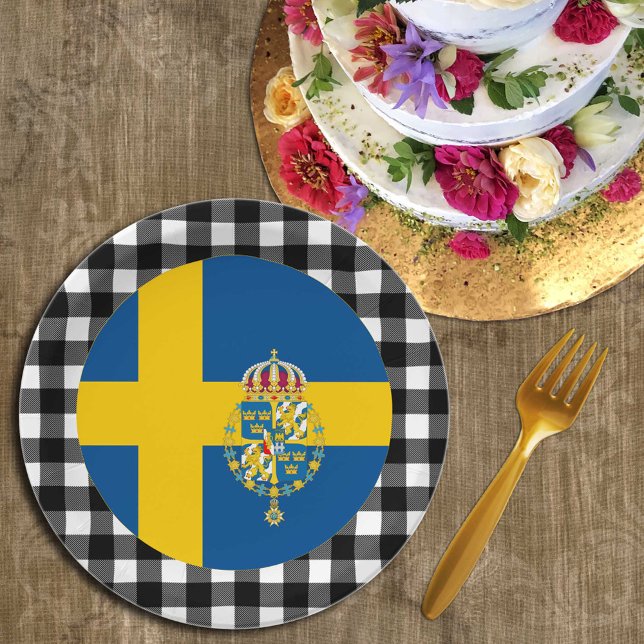 Schweden Tafel, Büffel kariert & Schwedische Flagg Pappteller (Von Creator hochgeladen)