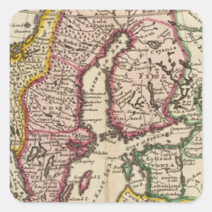Schweden und Norwegen 6 Quadratischer Aufkleber