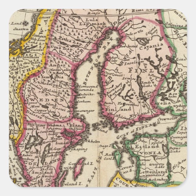 Schweden und Norwegen 6 Quadratischer Aufkleber (Vorderseite)