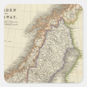Schweden und Norwegen 6 Quadratischer Aufkleber