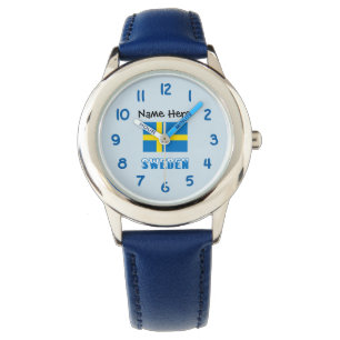 Schweden und personalisierte schwedische Flagge Armbanduhr