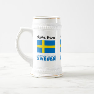 Schweden und schwedische Flagge personalisiert Bierglas