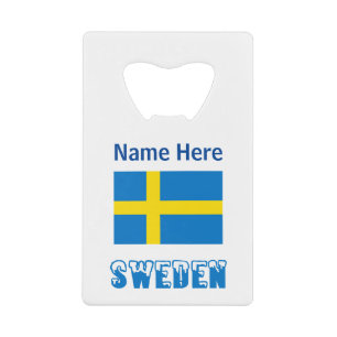 Schweden und schwedische Flagge personalisiert Geldbeutel Flaschenöffner