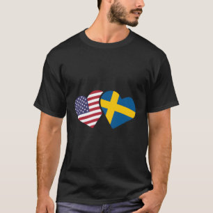 Schweden USA Flaggen Herzstück Schwedische Amerika T-Shirt