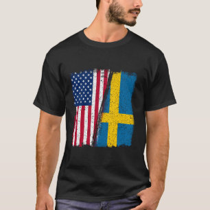 Schweden Usa Swede Usa Lover Sverige Usa Flag T-Shirt