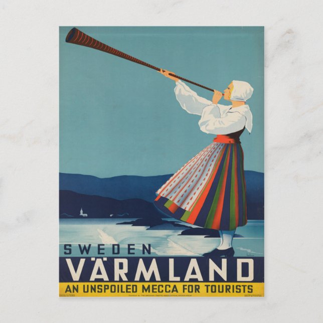 Schweden Varmland Vintage Travel Poster Postkarte (Vorderseite)
