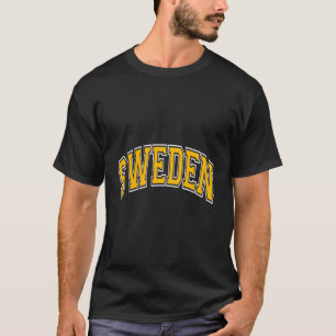 Schweden Varsity Blue mit gelbem Text T-Shirt