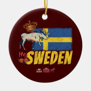 Schweden Vintage-Flagge Retro-Elch-Feiertags-Souve Keramik Ornament