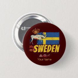 Schweden Vintage Flagge Retro Elche Urlaub Souveni Button