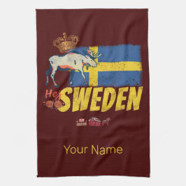 Schweden Vintage Flagge Retro Elche Urlaub Souveni Geschirrtuch