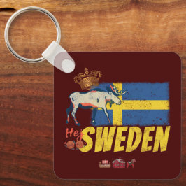 Schweden Vintage Flagge Retro Elche Urlaub Souveni Schlüsselanhänger