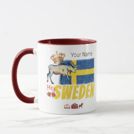 Schweden Vintage Flagge Retro Elche Urlaub Souveni Tasse
