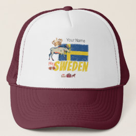 Schweden Vintage Flagge Retro Elche Urlaub Souveni Truckerkappe
