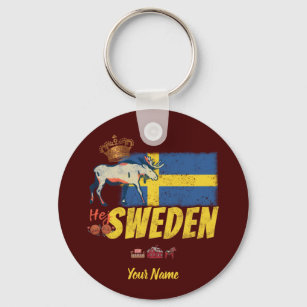 Schweden Vintage Flagge und Elche Souvenir Schlüsselanhänger
