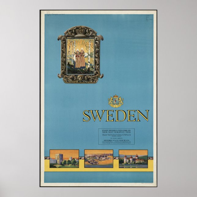 Schweden Vintage Travel Poster Ad Retro Prints (Vorne)