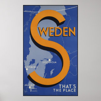 Schweden Vintage Travel Poster Ad Retro Prints