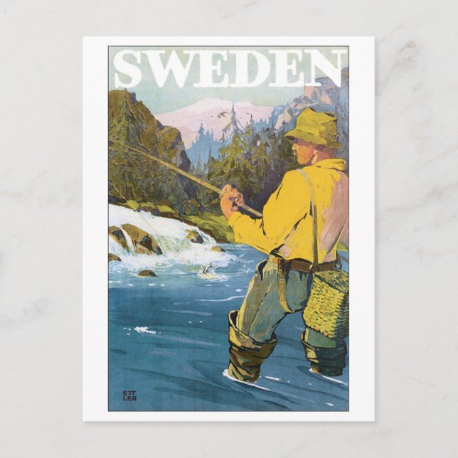 Schweden Vintage Travel Poster Postkarte (Vorderseite)