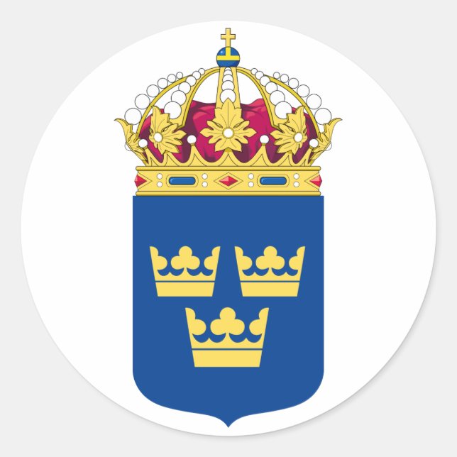 Schweden-Wappen-Aufkleber Runder Aufkleber (Vorderseite)