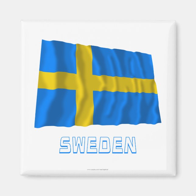 Schweden Waving Flag mit Name Magnet (Vorne)