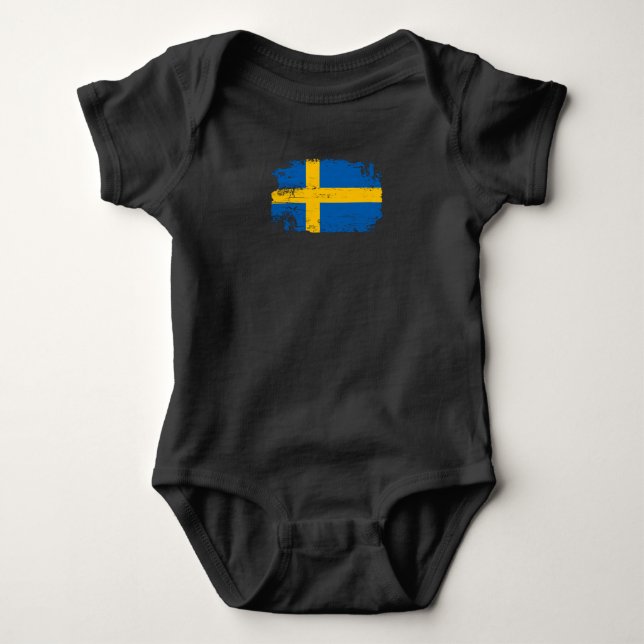 Schwedenflagge Baby Strampler (Vorderseite)