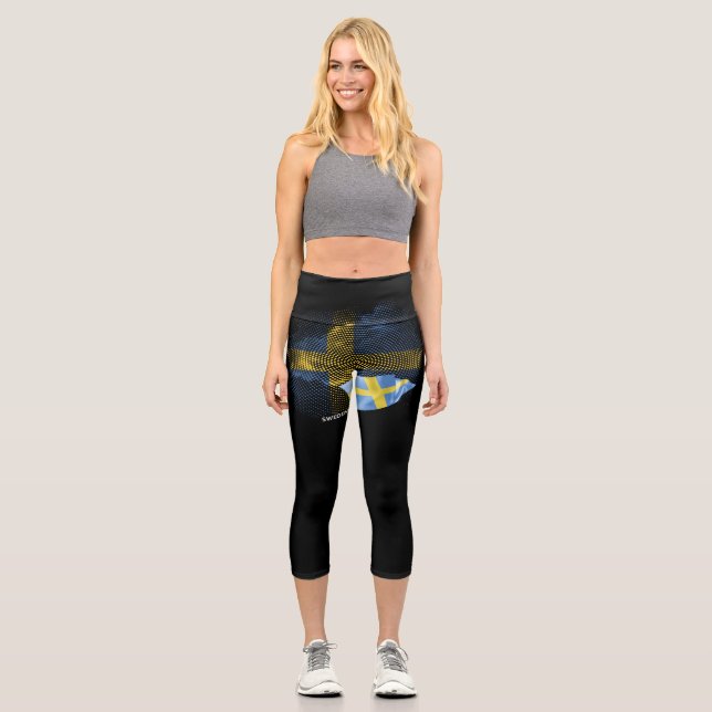 Schwedenflagge Capri Leggings (Vorderseite)