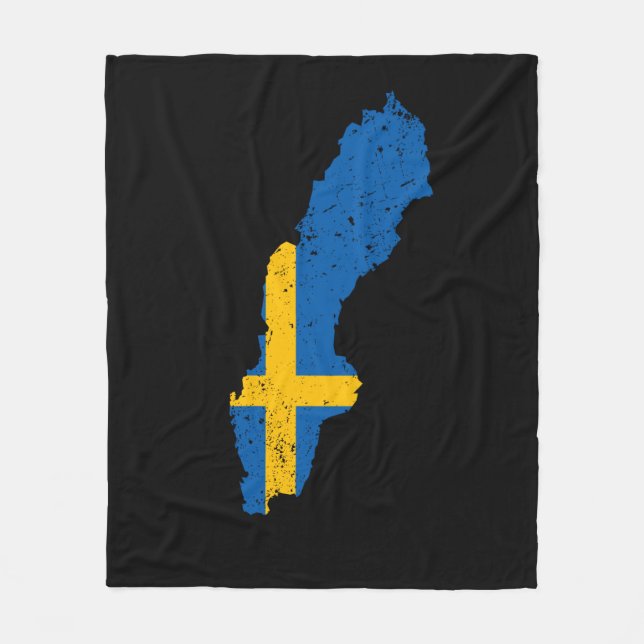 Schwedenflagge Fleecedecke (Vorderseite)