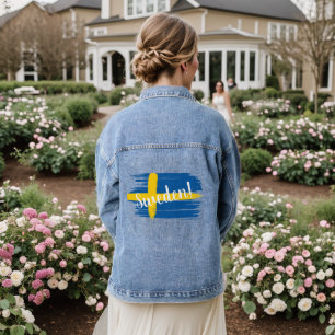 Schwedenflagge für künstlerische Pinselstriche Jeansjacke