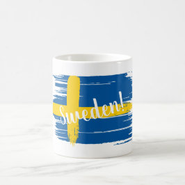 Schwedenflagge für künstlerische Pinselstriche Kaffeetasse