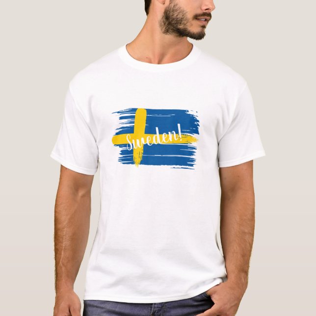 Schwedenflagge für künstlerische Pinselstriche T-Shirt (Vorderseite)