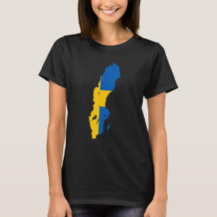 Schwedenflagge in Schweden Umriss Schweden T-Shirt