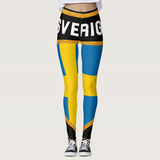 Schwedenflagge Leggings (Vorderseite)