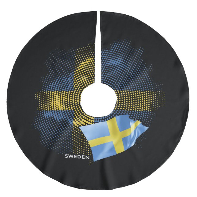 Schwedenflagge Polyester Weihnachtsbaumdecke (Vorderseite)