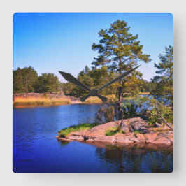 Schwedenlandskap, Foto Quadratische Wanduhr