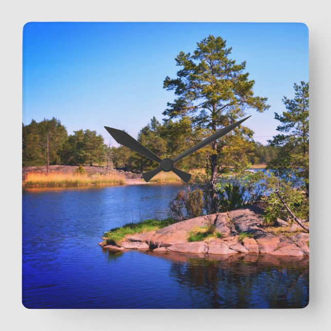 Schwedenlandskap, Foto Quadratische Wanduhr (Vorderseite)