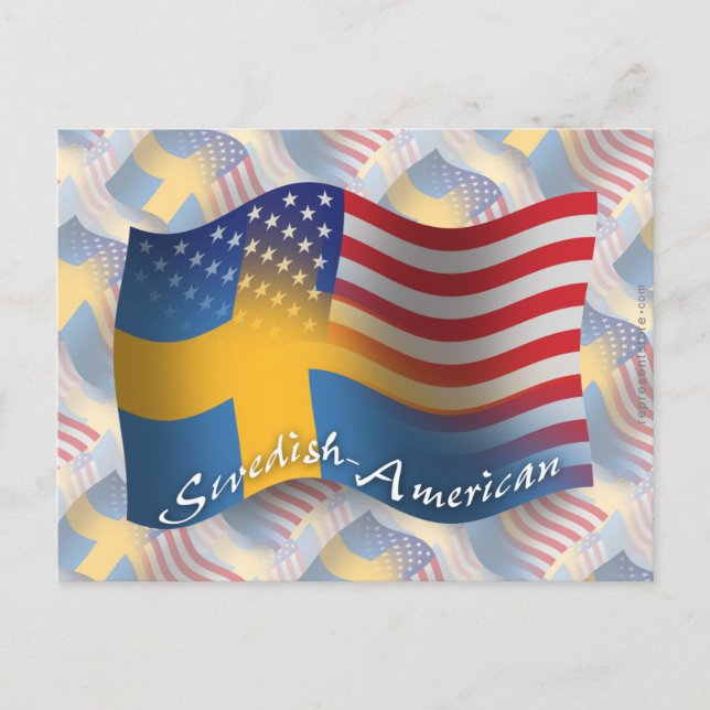 Schwedisch-amerikanische Wave-Flagge Postkarte (Vorderseite)