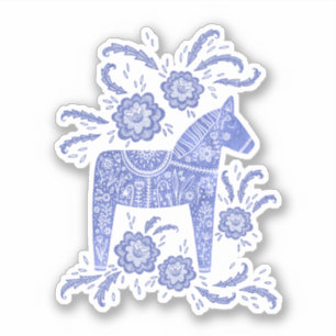Schwedisch Dala Horse Blue Aufkleber