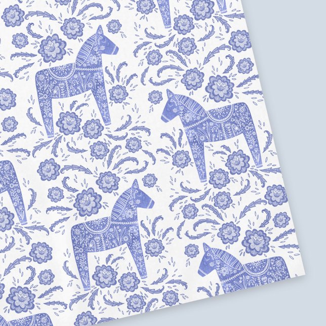 Schwedisch Dala Horse Blue und White Tablecloth Tischdecke (Von Creator hochgeladen)