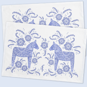 Schwedisch Dala Horse Indigo Blue und White Kissenbezug